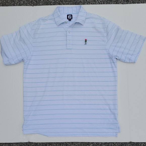 FootJoy White and Blue Striped Polo Shirt - Picture 1 of 10